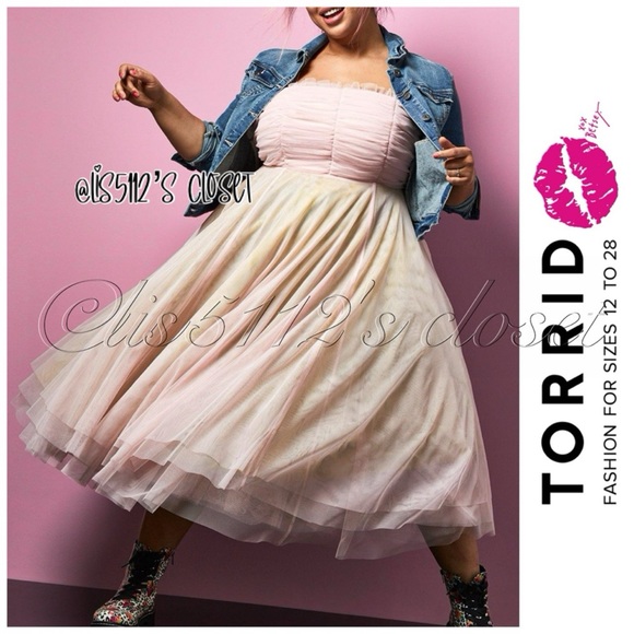 Torrid x Betsey Johnson Rockabilly Strapless Rainbow Tulle Midi Dress 18 2X - Picture 1 of 15